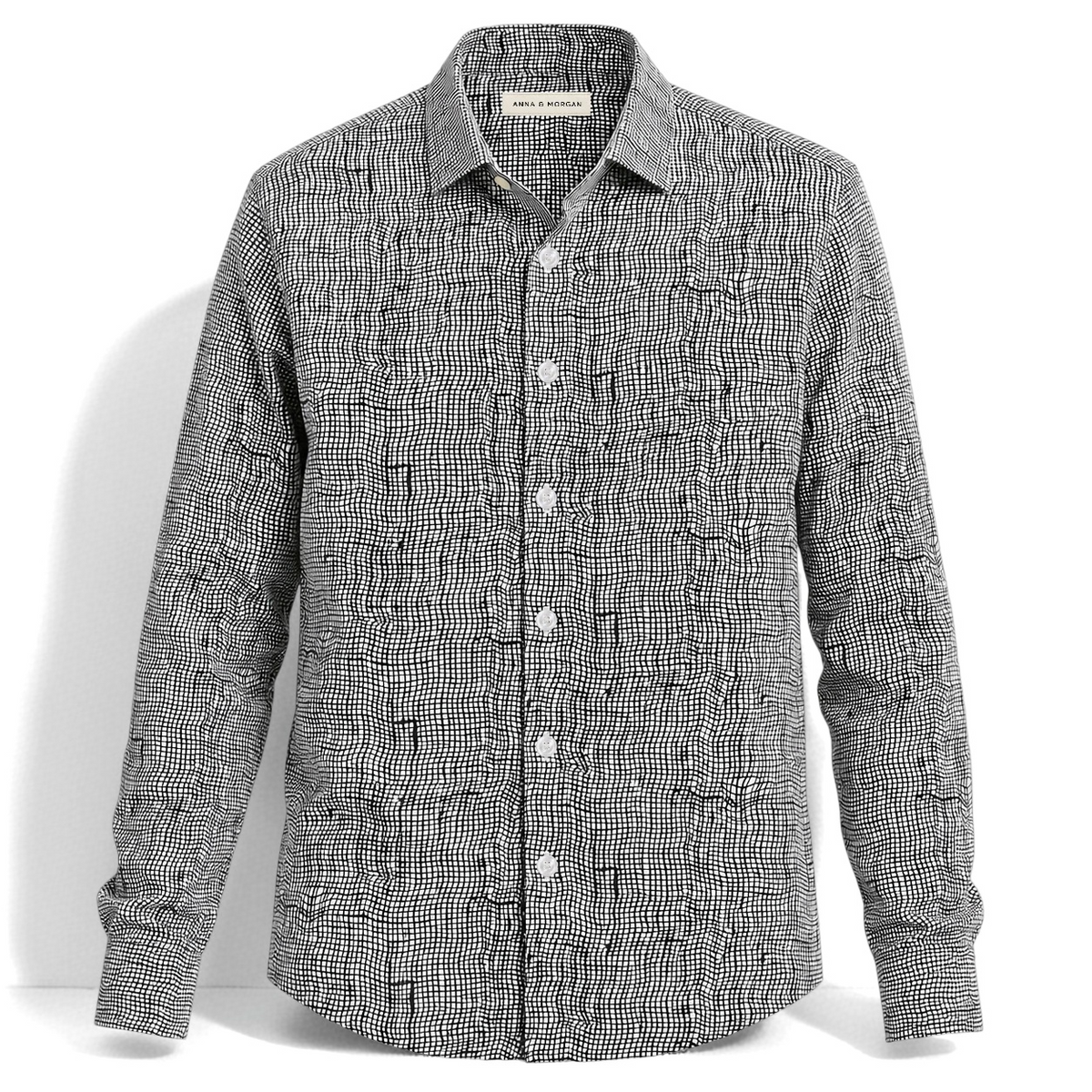 Monochrome Grid Printed Business Shirt