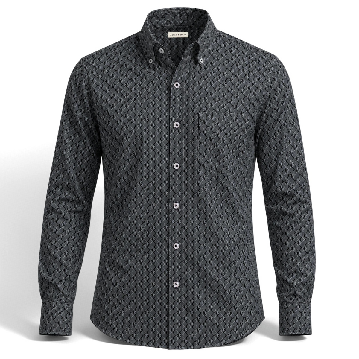 Charcoal Mosaic Printed Business Shirt