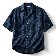 Midnight Palm Printed Short Sleeve Shirt