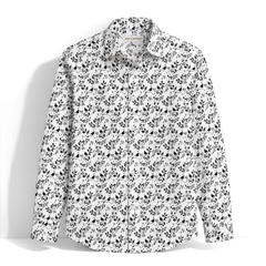 Monochrome Botanical Printed Business Shirt
