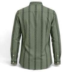 Olive Heritage Stripe Printed Business Shirt
