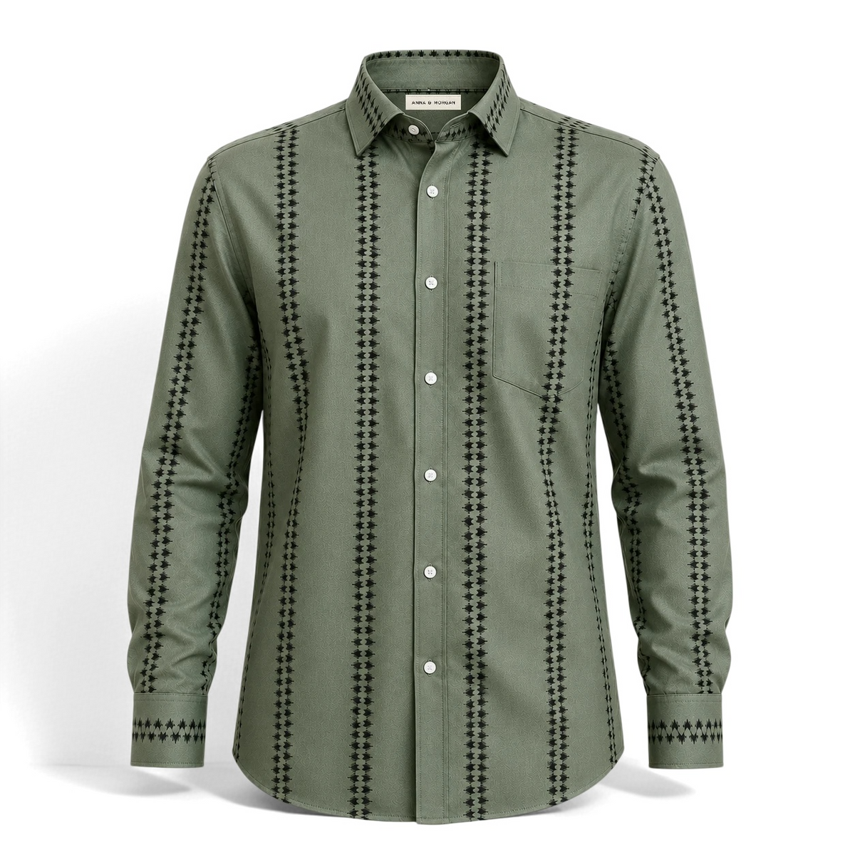 Olive Heritage Stripe Printed Business Shirt