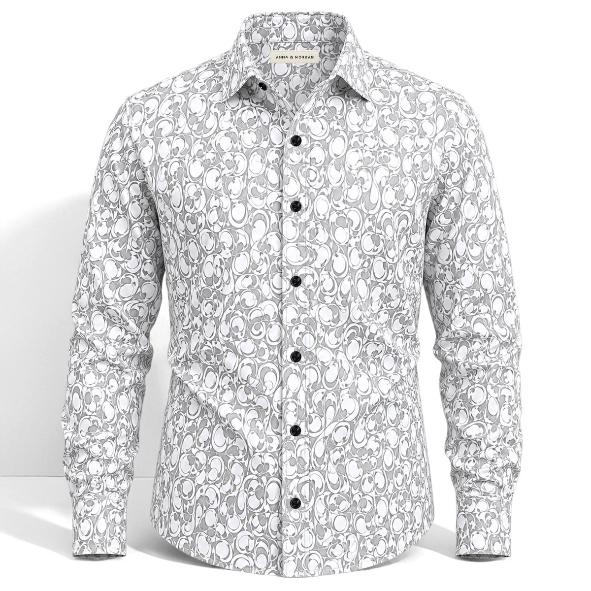 Silver Swirl Printed Business Shirt